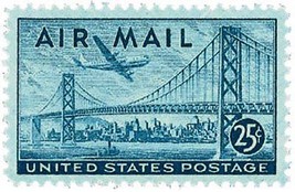 1947 25c San Francisco-Oakland Bay Bridge Scott C36 Mint F/VF NH - £1.21 GBP