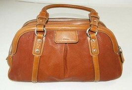 Cole Haan Classic Brown Leather Purse Shoulder Bag 3 Zip Compartments Sa... - £67.93 GBP