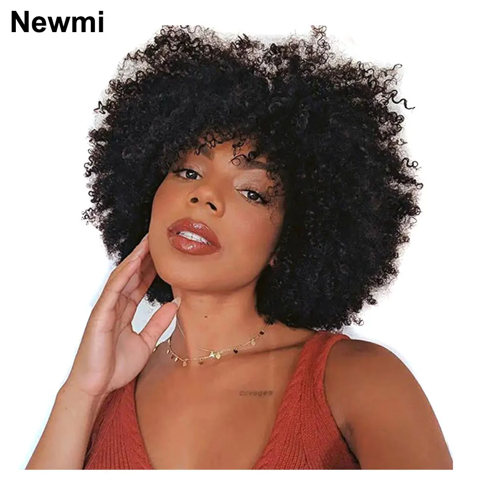 Short Curly Human Hair wigs for Black Women Newmi Afro Kinky Curly Wig Hum - £44.31 GBP+