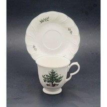 Nikko Happy Holidays Cup and Saucer 2 piece Set Christmas Tree Vintage J... - $14.01