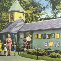 Detroit Belle Isle Children’s Zoo Postcard Vintage Linen Michigan - £7.86 GBP