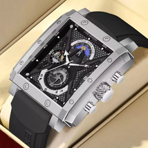Mens Watches Fashion Hollow Square Dial Quartz Wristwatches Sport Waterp... - £31.59 GBP+