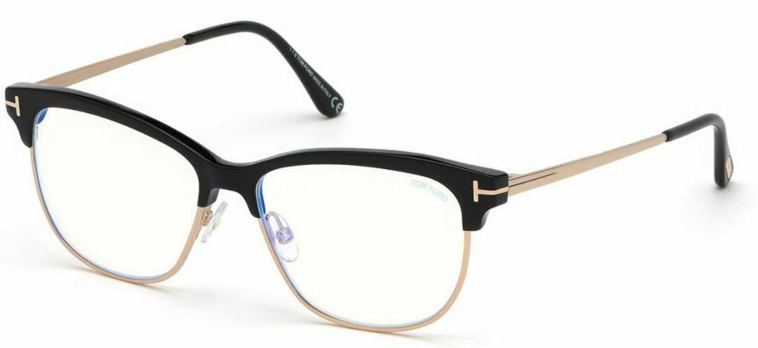 Tom Ford 5546 B 001 Black Gold Eyeglasses TF5546-B 001 54mm