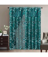 Curtains With Attached Valance Window Drapes 2 Panels Luxury Living Room... - £38.32 GBP