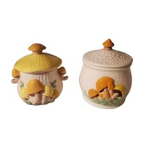 Vintage Arnels Mushroom Sugar Bowl Candy Trinket Jar 5&quot; Lid - Lot of 2 - $33.83