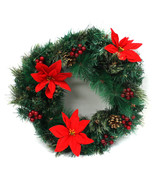 16&quot; Christmas Holiday Wreath House Home Door Wall Ornament Decoration Fl... - $472.30 MXN