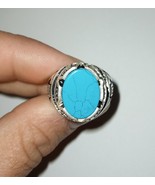 Ring Natural Turquoise Stone Agate Aqeeq Sterling silver 925 Ring Siz 10... - £46.19 GBP
