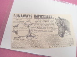 1889 Ad Automatic Safety Horse Bit L. P. Britt, N.Y. - £6.38 GBP