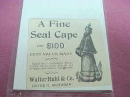 1893 A Fine Seal Cape Ad Walter Buhl &amp; Co. Detroit - £6.28 GBP