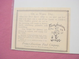 1893 Franco-American Food Company, New York Soup Ad - $7.99