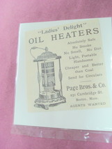 1893 Ladies&#39; Delight Oil Heaters Ad Page Bros. &amp; Co. - $7.99