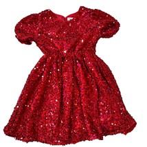 Red Full Sequin Sparkly Dress Cat &amp; Jack Girls Small 6/7 Elastic Waist - $19.20