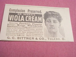 1893 Ad Dr. Hebra&#39;s Viola Cream Bittner &amp; Co., Toledo - $7.99