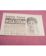 1893 Ad Dr. Hebra&#39;s Viola Cream Bittner &amp; Co., Toledo - £6.25 GBP