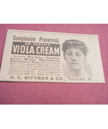 1893 Ad Dr. Hebra&#39;s Viola Cream Bittner &amp; Co., Toledo - $10.96 CAD
