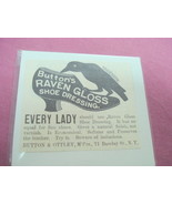 1889 Button&#39;s Raven Gloss Shoe Dressing Ad - $10.96 CAD