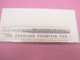 1889 Ad Peerless Fountain Pen Cross Pen Company, Boston - £6.38 GBP