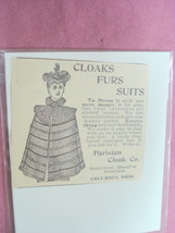 1893 Cloaks Furs Suits Ad Parisian Cloak Co. Columbus - $7.99