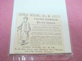 1893 James Wilde, Jr., &amp; Co.&#39;s Young Samson Overcoat Ad - $7.99