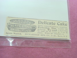 1893 Perfection Tins Ad Richardson Mftg., Bath, N. Y. - £6.28 GBP