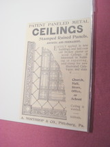 1894 Ad A. Northrop &amp; Co. Pittsburg, Pa. Metal Ceilings - £6.38 GBP