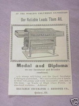 1894 Reliable Incubator &amp; Brooder Co. Ad Quincy, Ill. - £6.28 GBP