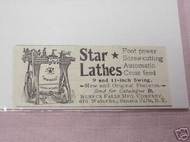 1897 Star Lathes Ad Seneca Falls Mfg. Co. N.Y. - £6.38 GBP