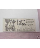 1897 Star Lathes Ad Seneca Falls Mfg. Co. N.Y. - £6.25 GBP