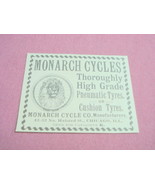 1893 Ad Monarch Cycles, Chicago Thoroughly High Grade - $10.96 CAD