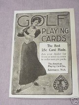 1901 Golf Playing Cards Ad American Playing Card Co. Ka - $7.99
