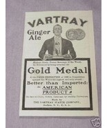 1901 Vartray Ginger Ale Ad Paris Exposition Gold Medal - $10.96 CAD