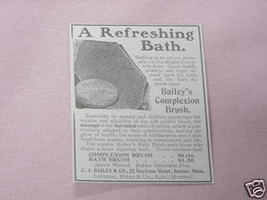 1902 Ad Bailey&#39;s Complexion Brush, C. J. Bailey &amp; Co., - $7.99