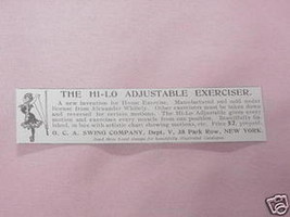1902 Ad Hi-Lo Adjustable Exerciser, O. C. A. Swing Co. - $7.99
