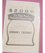 1905 Dunham&#39;s Cocoanut Cooking Contest Ad - $10.96 CAD