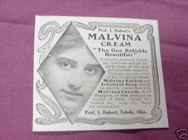 1909 Ad Prof. I. Hubert&#39;s Malvina Cream, Toledo, Ohio - $7.99