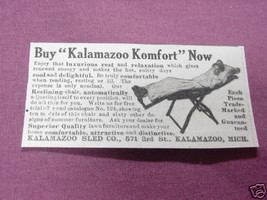 1909 Ad Kalamazoo Reclining Chair, Kalamazoo, Mich. - $7.99