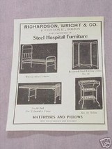 1906 Ad Richardson Wright Co Steel Hospital Furniture - £6.38 GBP