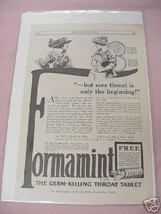 1915 Formamint Germ-Killing Throat Tablets Ad - $7.99