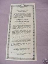 1917 Ad National Shawmut Bank, Boston, Mass. - £6.38 GBP