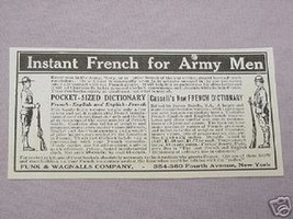 1917 WWI Ad Instant French For Army Men Funk &amp; Wagnalls - £6.28 GBP
