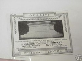 1918 Ad Harrison Granite Company, NYC Memorials - £6.28 GBP