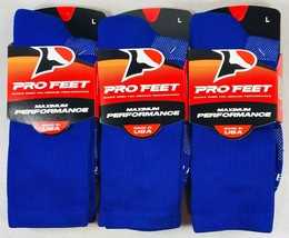 PRO FEET Maximum Performance Crew Socks Size L Large Royal Blue - 3 Pairs - £14.01 GBP