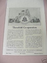 1918 AT&amp;T Ad Threefold Co-Operation - $7.99