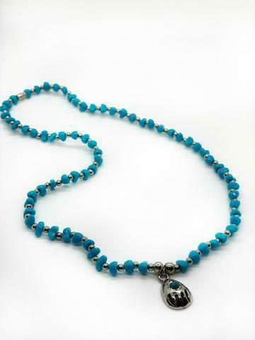 TURQUOISE COLOR BEAR CLAW NECKLACE silver paw native style jewelry stone JL691 - £7.49 GBP