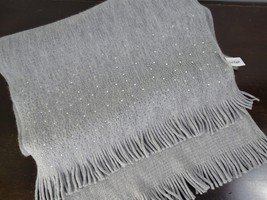 Long Gray Knit Scarf with Rhinestones and Fringe, Calvin Klein - £20.57 GBP