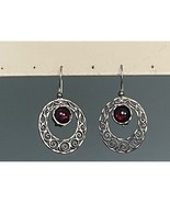 PZ ISRAEL 925 STERLING SILVER AND GARNET EARRINGS SKY - $61.78