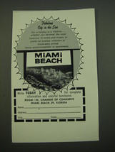 1962 Miami Beach Florida Tourism Ad - Fabulous city in the sun - £14.48 GBP