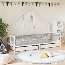 Kids Bed Frame with Drawers White 80x200 cm Solid Wood Pine - $142.06