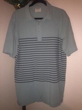 Men&#39;s Linksoul Golf Casual Polo Shirt Sz Xl Pale Green w/Gray Stripes - £23.18 GBP