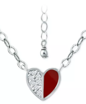 Giani Bernini Sterling Silver Cubic Zirconia and Enamel Heart Pendant Necklace - £31.16 GBP